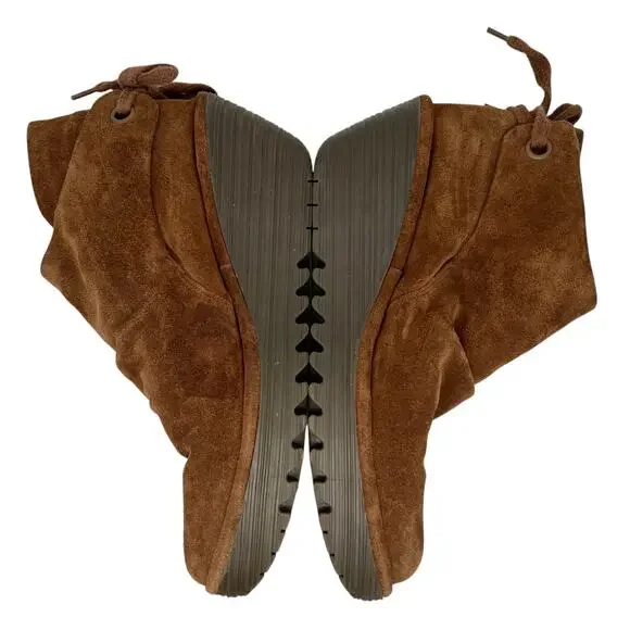 Fly London Yebi Camel Brown/Tan Suede Wedge Booties Ankle Boots Size 10 - Picture 3 of 7